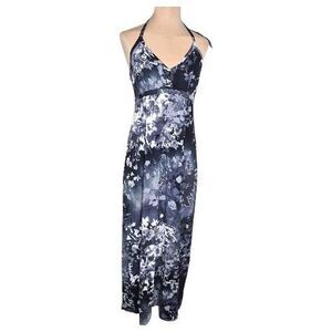 Express Black and White Tie-Dye Halter Maxi Dress Resortwear Size Medium